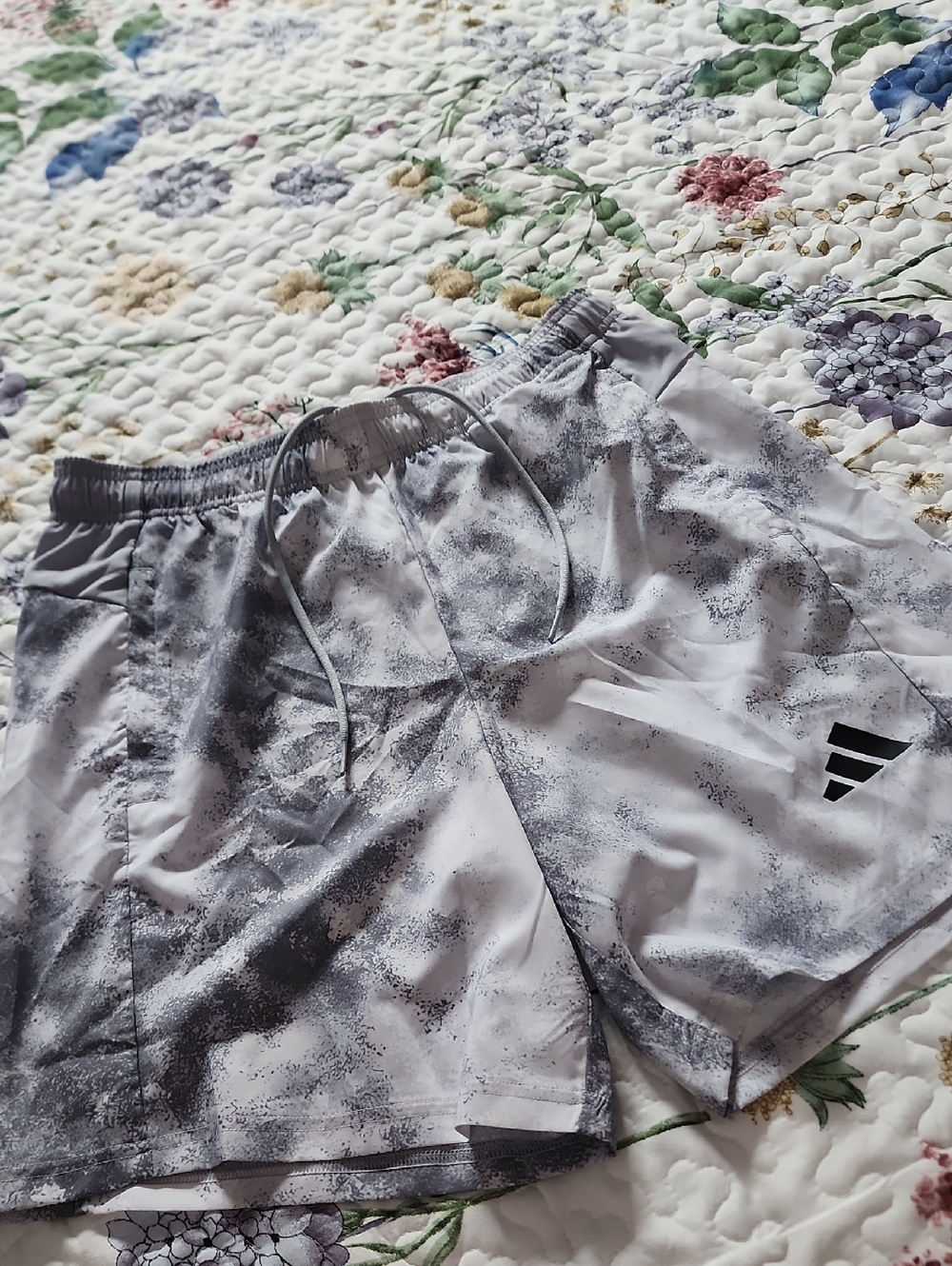adidas Light Gray Patterned Athletic Shorts